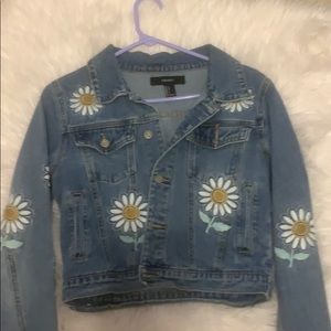 Daisy flower jean jacket